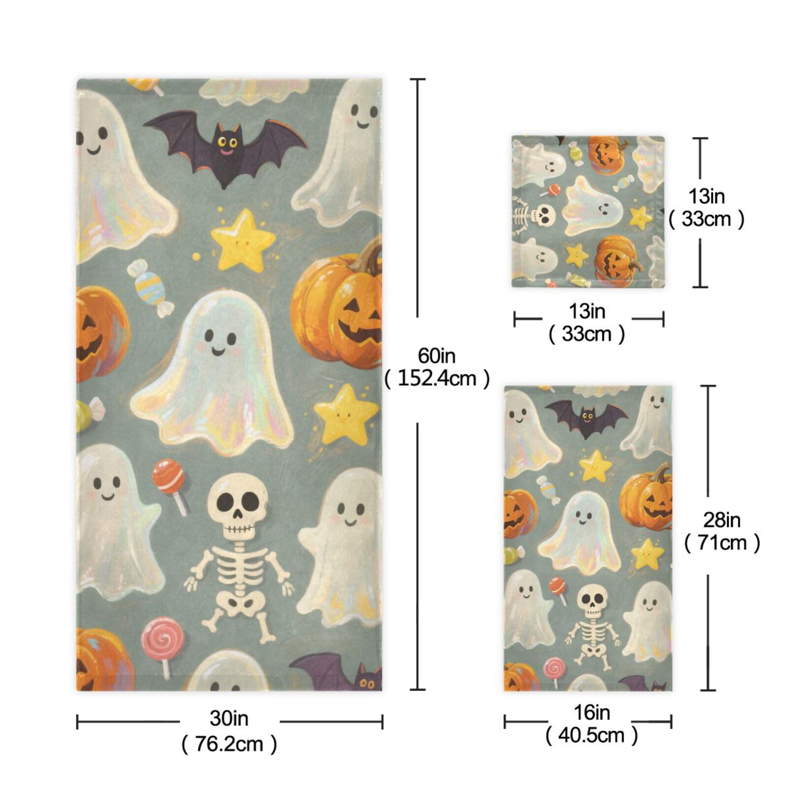 Pomarańczowa dynia Halloween miękkie ręczniki do twarzy zestaw 3 sztuk, 1 ręcznik kąpielowy 1 ręcznik do rąk 1 myjka do twarzy ciała łazienka