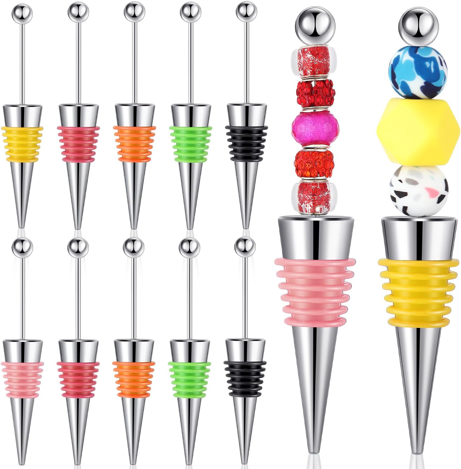 Tandefio 12 Pcs Beadable Wine Stoppers for Wine Bottles