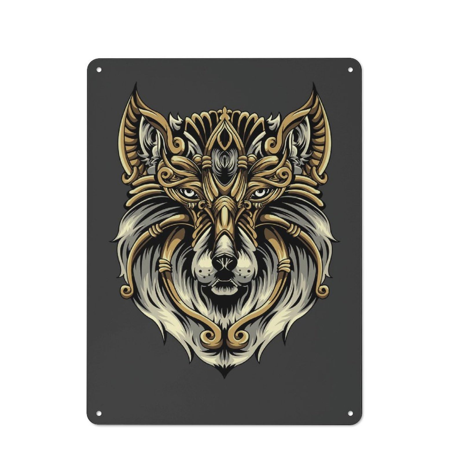 Junmoney Style-13 Vintage Tin Sign 40X30cm With Mythical Wolf For Bar Or Restaurant, Suited To Bar Decor Enthusiasts