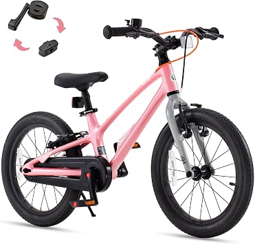 RoyalBaby EZ-Shark Ultra-Light 16 Inch Kids Bike Beginners Learning Bicycle Lightweight Alloy Boys Girls Ages 4+ Years, Pink