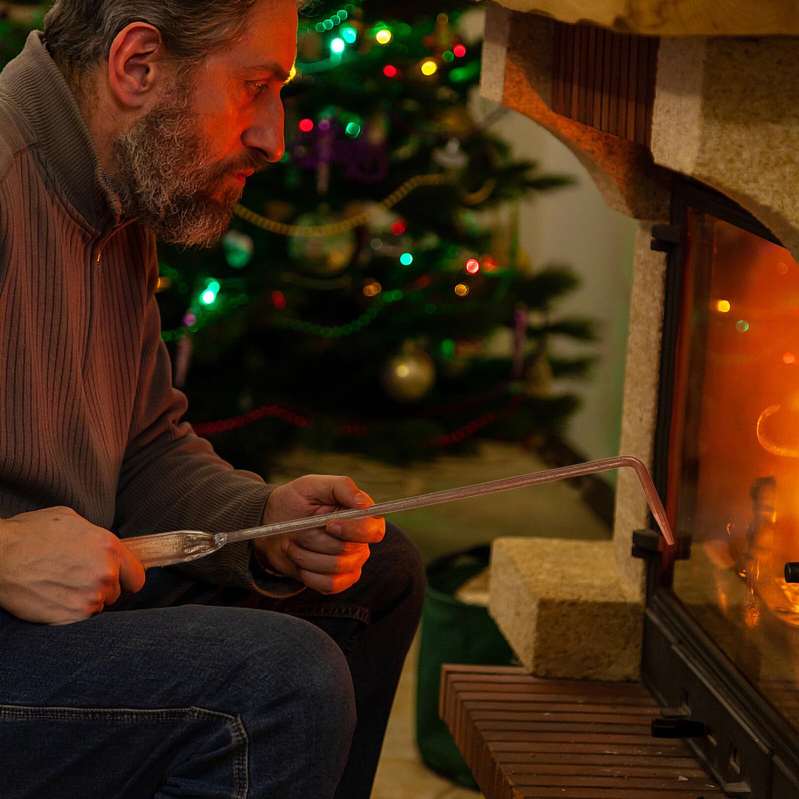 Set Attrezzi per Caminetto 3 Pezzi in Ferro Pinza per Braciere Pala per Cenere e Attizzatoio Ergonomici per Uso Domestico e Barbecue Accessori Antincendio per Casa e Giardino