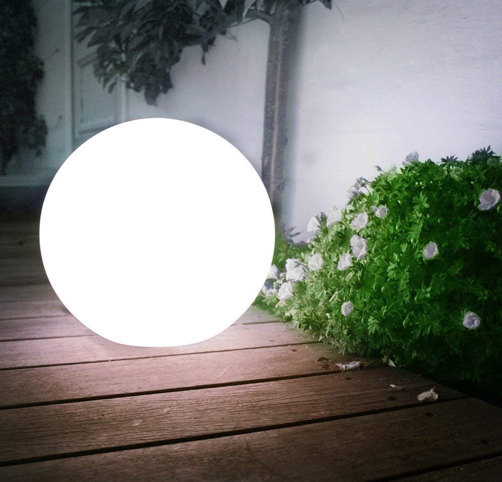 Green Blue GB166 Zewnętrzna lampa solarna, kula solarna, kula, oświetlenie ogrodowe (biała, 25 cm) (Biała, 4, Liczba)