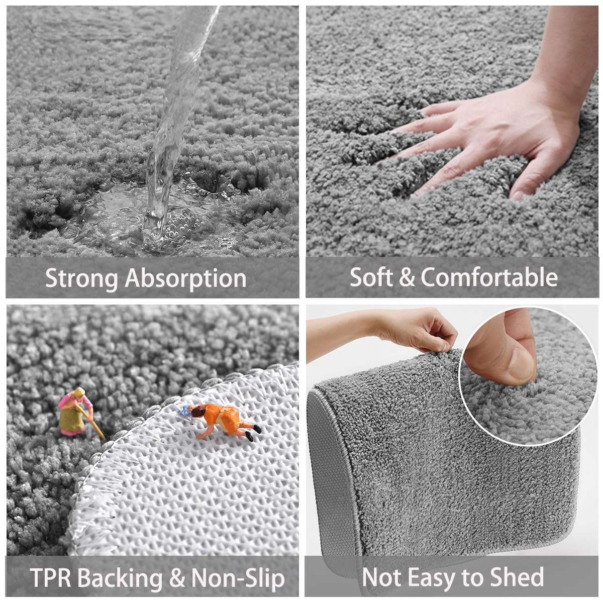Achiiso Bathroom Mat Sets 3 Piece,Non Slip Toilet Mat Set - Image 3