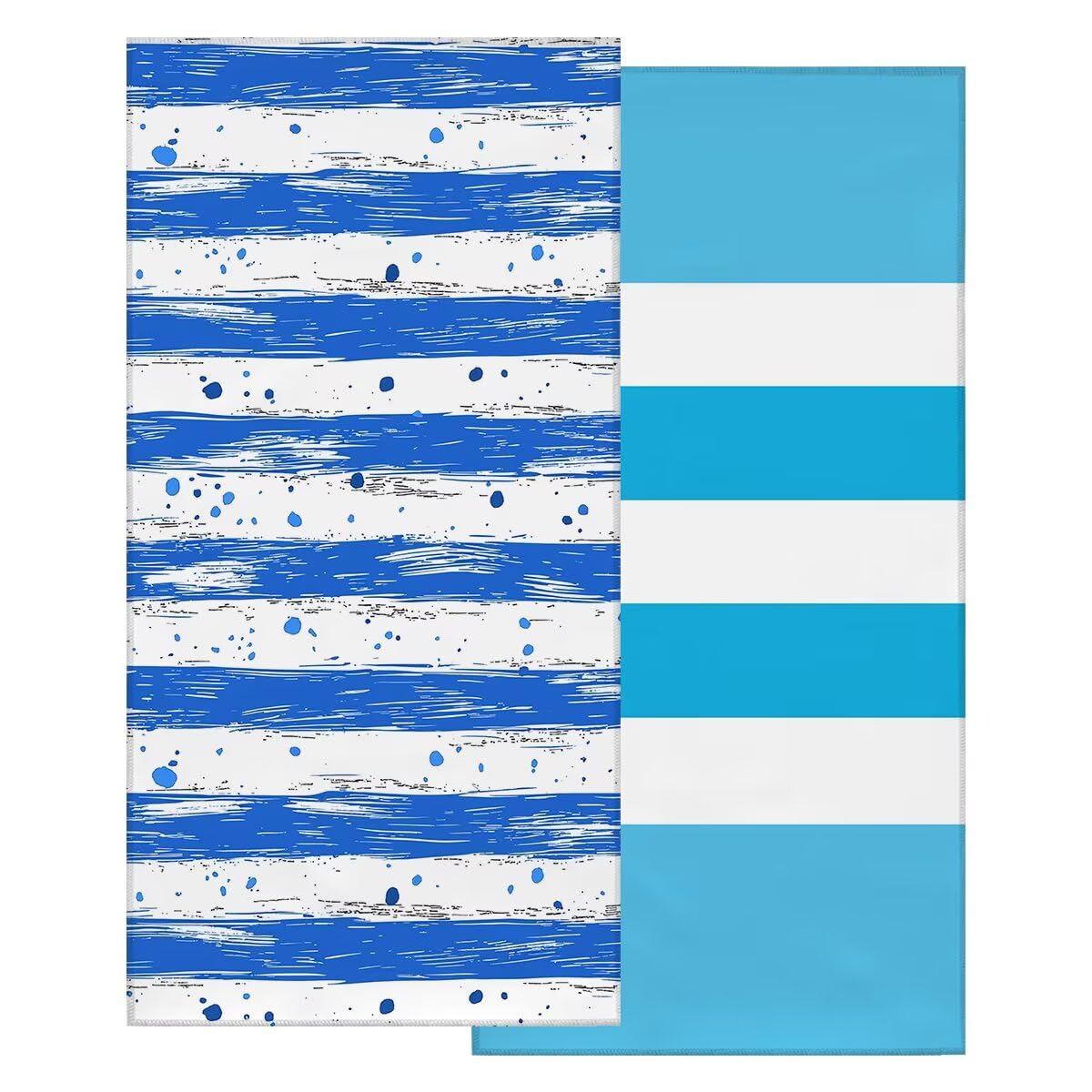 Serviette de Plage Microfibre, Lot de 2 Serviette de Bain Grande Taille 100x220 cm, Séchage Rapide Drap de Bain Rayé, Anti Sable Serviettes de Plage, Serviettes Microfibre Sport pour Travel -5148