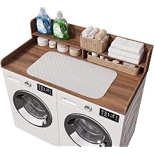 3 Tier Washer Dryer Countertop with Drawers for Laundry Room Organization | 54" W x 27.5" D Wood Laundry Topper for Washer and Dryer, Waterproof, Stain-Resistant, 15-Minute Setup
