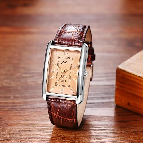 Miniatura 2 de Avaner Relojes de pulsera cuadrados vintage relojes retro casuales de negocios de cuero de cuarzo analógico para hombres y mujeres