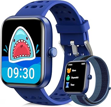 ENOMIR Smart Watch for Kids with Health Monitor, Pedometer Watch, 2 Bands | Kids Watch with Heart Rate/Sleep/SpO2, Activities Track, 80+ Sport Modes, Puzzle Games & DIY Dials, Birthday Gifts for Boys