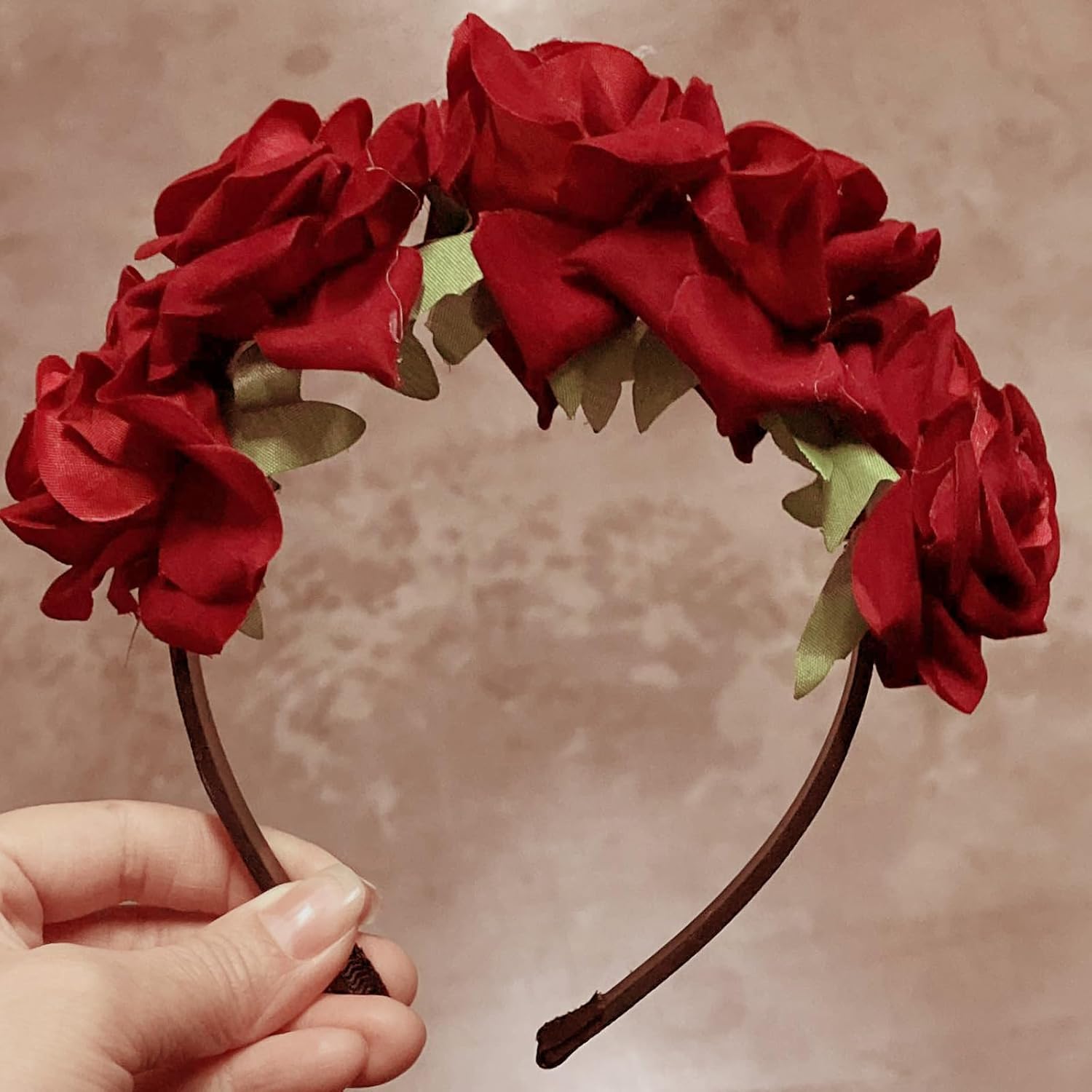 Headband Wedding Party Hairband Day of Dead Flower Crown (Claret) - Image 5