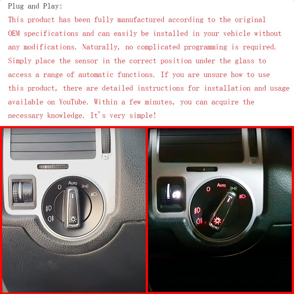 Interruttore Luci Automatico con Sensore Luce per Golf MK4 Passat B5 Polo 9N Bora Beetle Sharan Alhambra Octavia T5