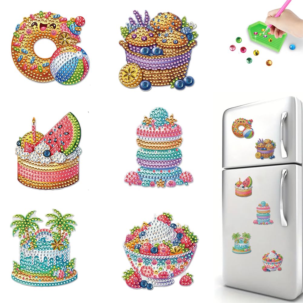 Fiorky A Cute Diamond Rt Painting Refrigerator Magnets Kits For Fridge Stickers 6 Pcs Diamond Painting Magnet Diamond Painting Fridge Magnet Diy Fridge Stickers For Crafts Forty Gift