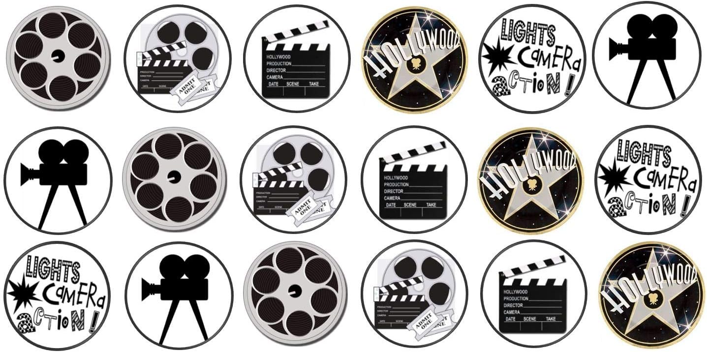 48 Hollywood 3cm Mini Discs Edible Wafer Paper Disc Cupcake Toppers (NOT PRE CUT)