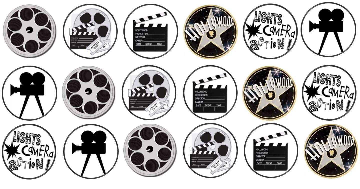 48 Hollywood 3cm Mini Discs Edible Wafer Paper Disc Cupcake Toppers (NOT PRE CUT)