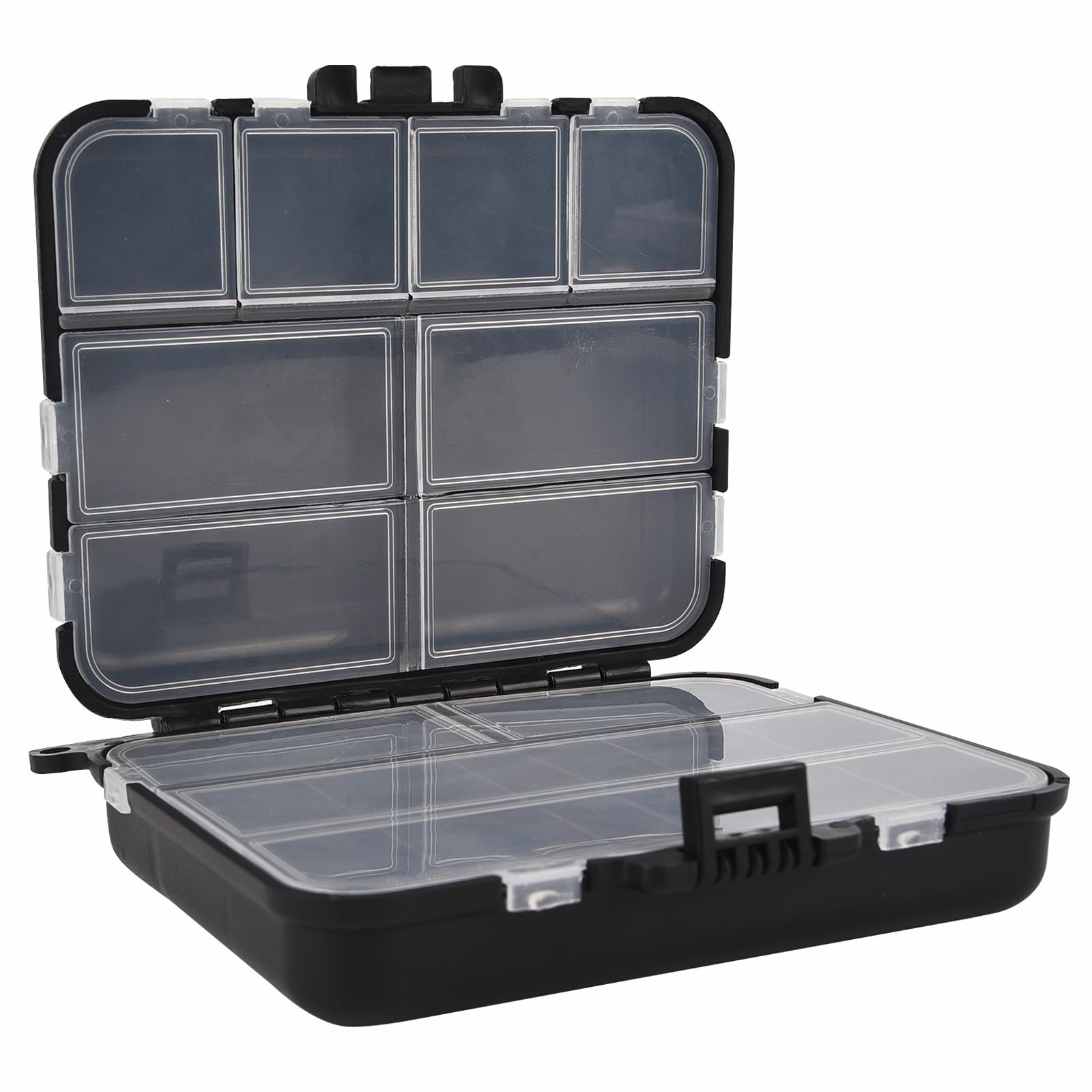 Cajas de aparejos de pesca de doble capa, 16 compartimentos, contenedor de aparejos de pesca, señuelos de pesca, caja de accesorios para flotadores, aparejos, señuelos y otros equipos