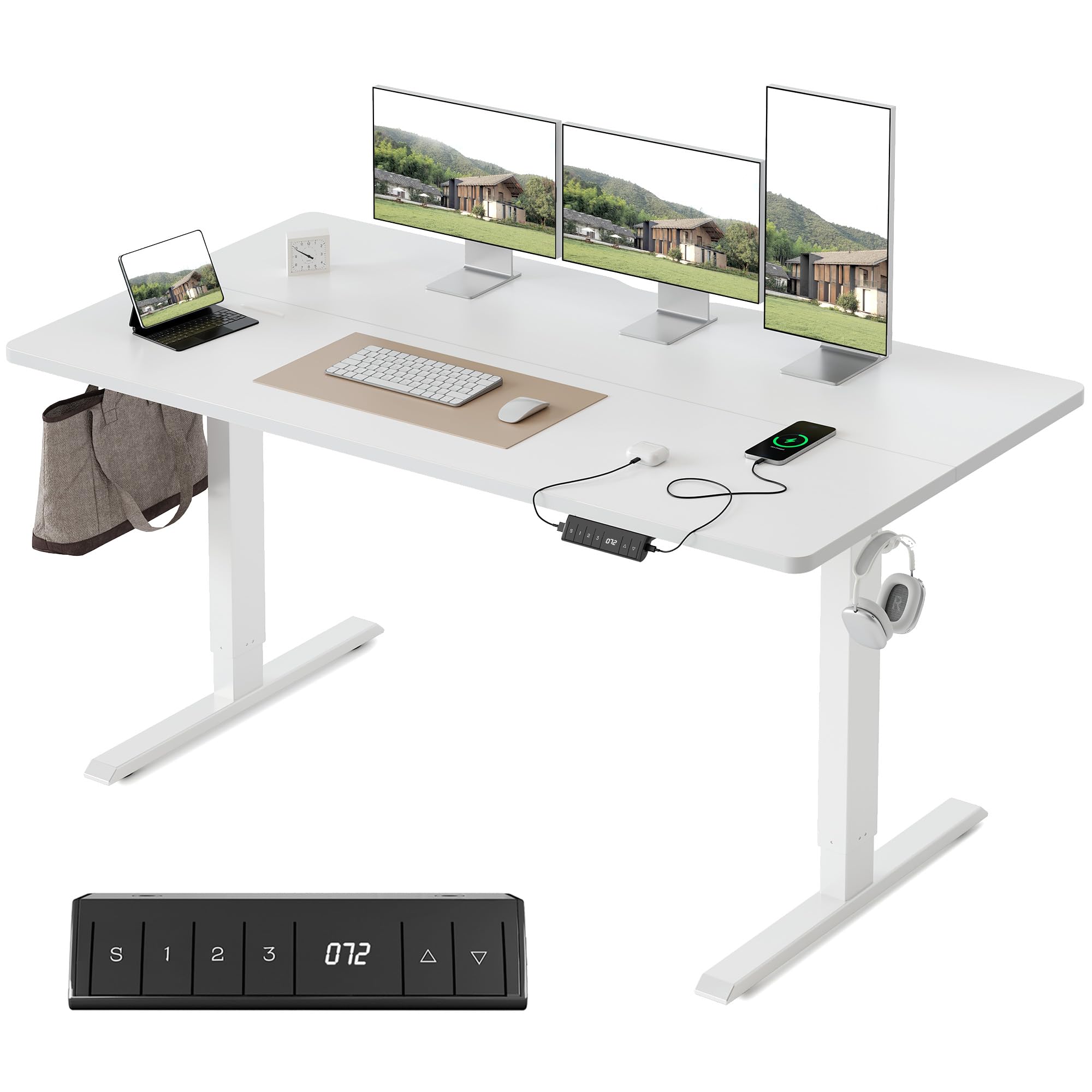 FEZIBO Schreibtisch Höhenverstellbar Elektrisch, Steh-Sitz Tisch, Verstellbarer Stehpult mit Memory-Steuerung, Ergonomischer Computertisch Homeoffice