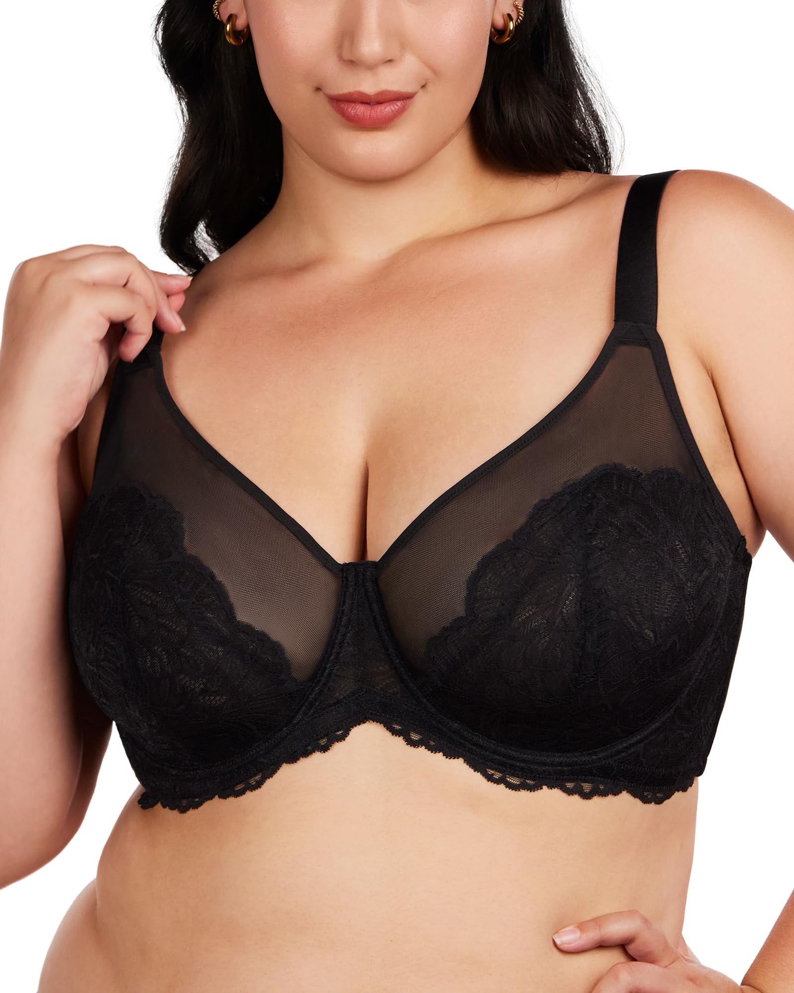 HSIA Minimizer Bras for Women, Full Coverage Lace Bra for Heavy Breasts Unlined Bras with Underwire