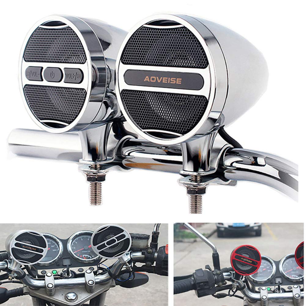 12V 3-Zoll-Motorrad-Audio-Player Bluetooth Lautsprecher Alle Metallwasserdichtes Moto MP3-Player-Alarm-System Verstärker ATV UTV USB FM Radio,C