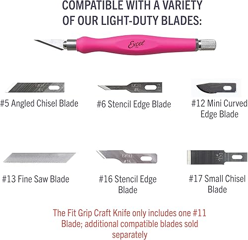 Miniatura 4 de Excel Blades Fit Grip Craft - Juego de 3 unidades, hoja de acero al carbono #11 ultra afilada con agarre de goma contorneado, cuchillo de precisión