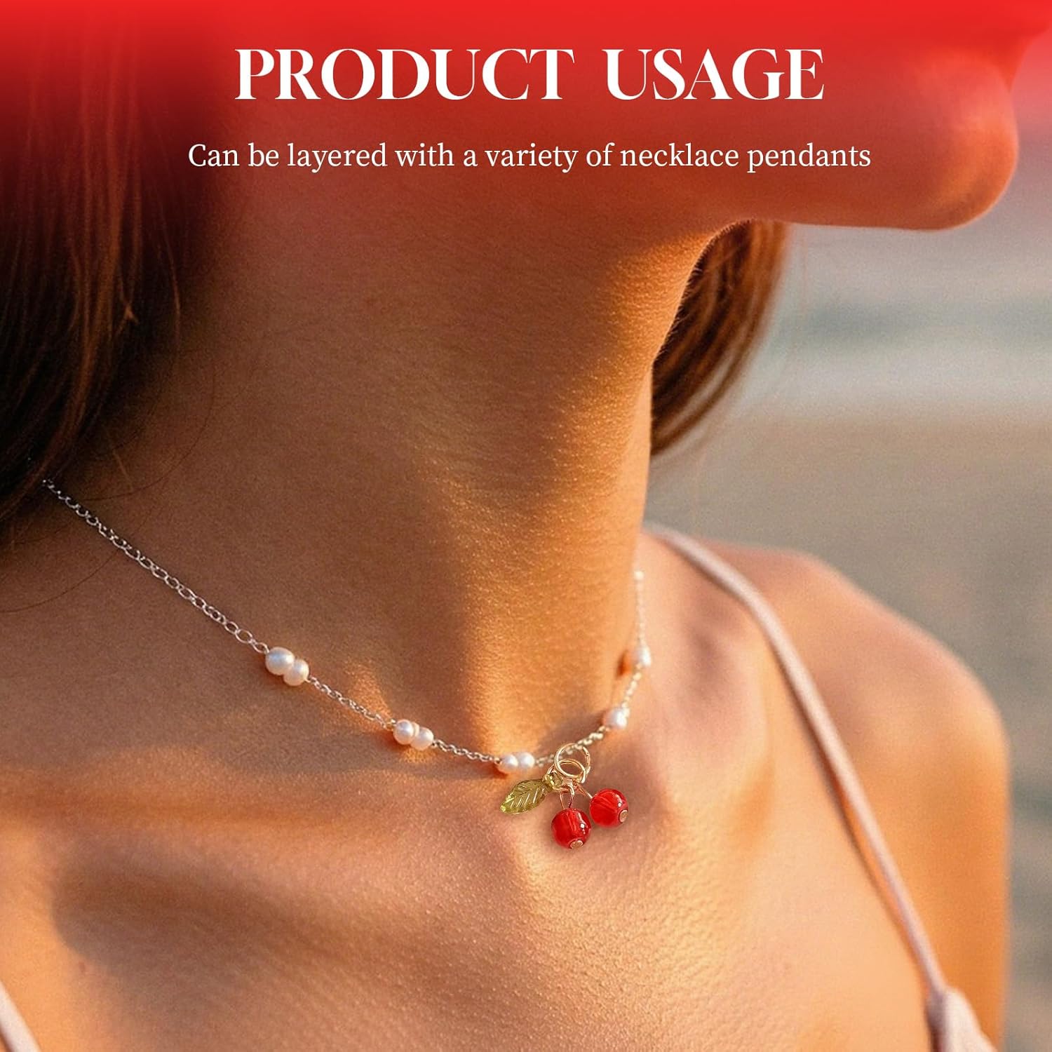 60 PCS Cherry Charms for Jewelry Making, Mini Cute Fruit Glass Bead Charm Pendant - Image 6