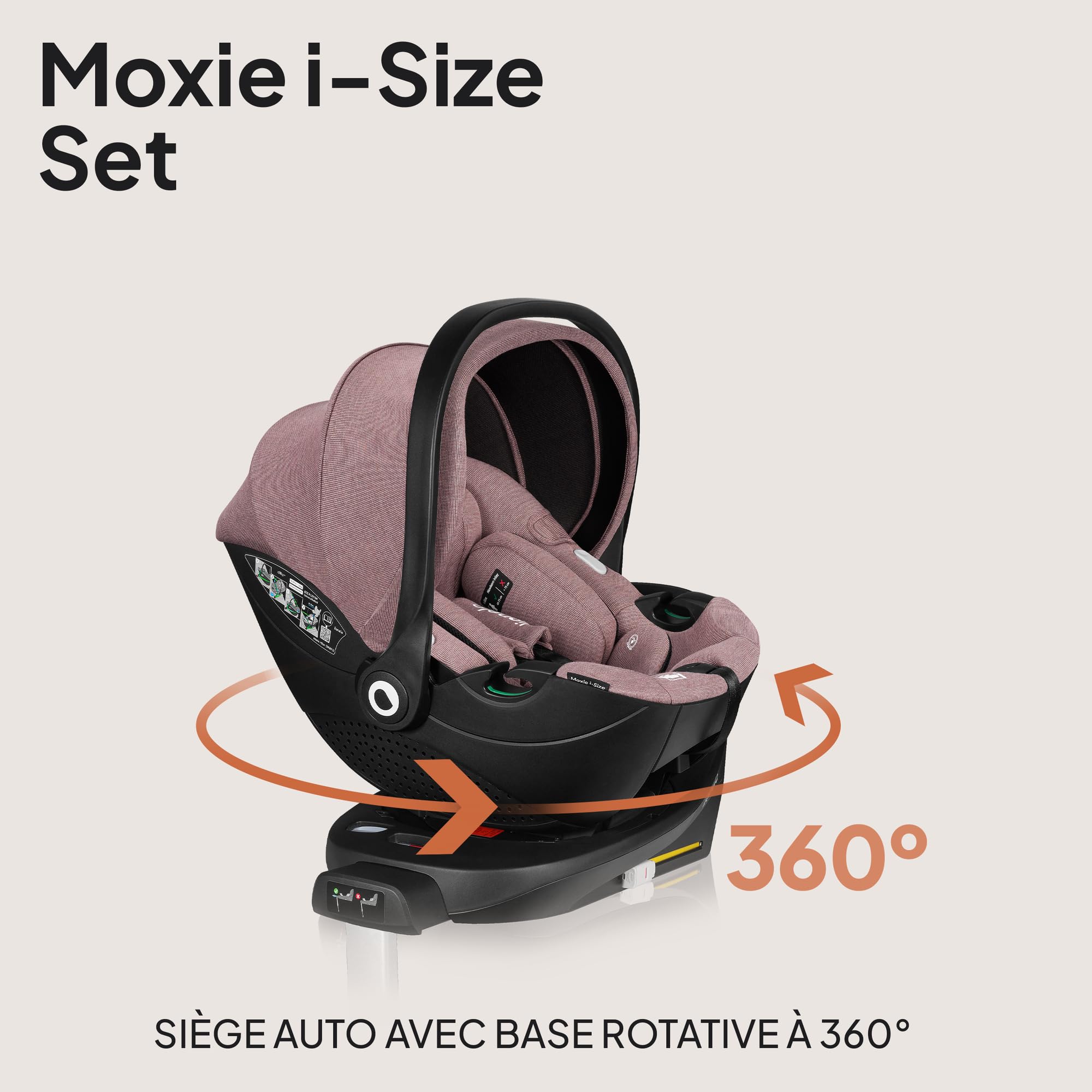 LIONELO MOXIE i-Size SET Siège Auto pour Bébé Avec Base 40 à 87 cm Porte-bébé Fixation et stabilisation ISOFIX Support stabilisateur Protection latérale, Réglage de l'Appui-Tête Insert Dri-Seat