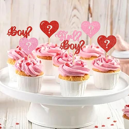 Miniatura 4 de Ercadio Paquete de 24 adornos para cupcakes para el día de San Valentín, para niños o niñas, con purpurina, para el día de San Valentín, para