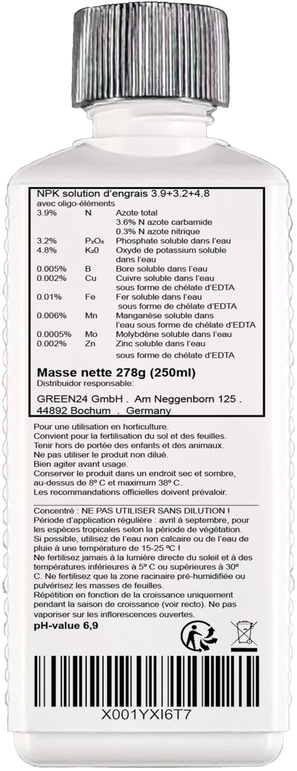 Engrais pour clématites et plantes grimpantes à fleurs. Engrais complet liquide NPK de haute qualité issu de l'horticulture. (250 ml)