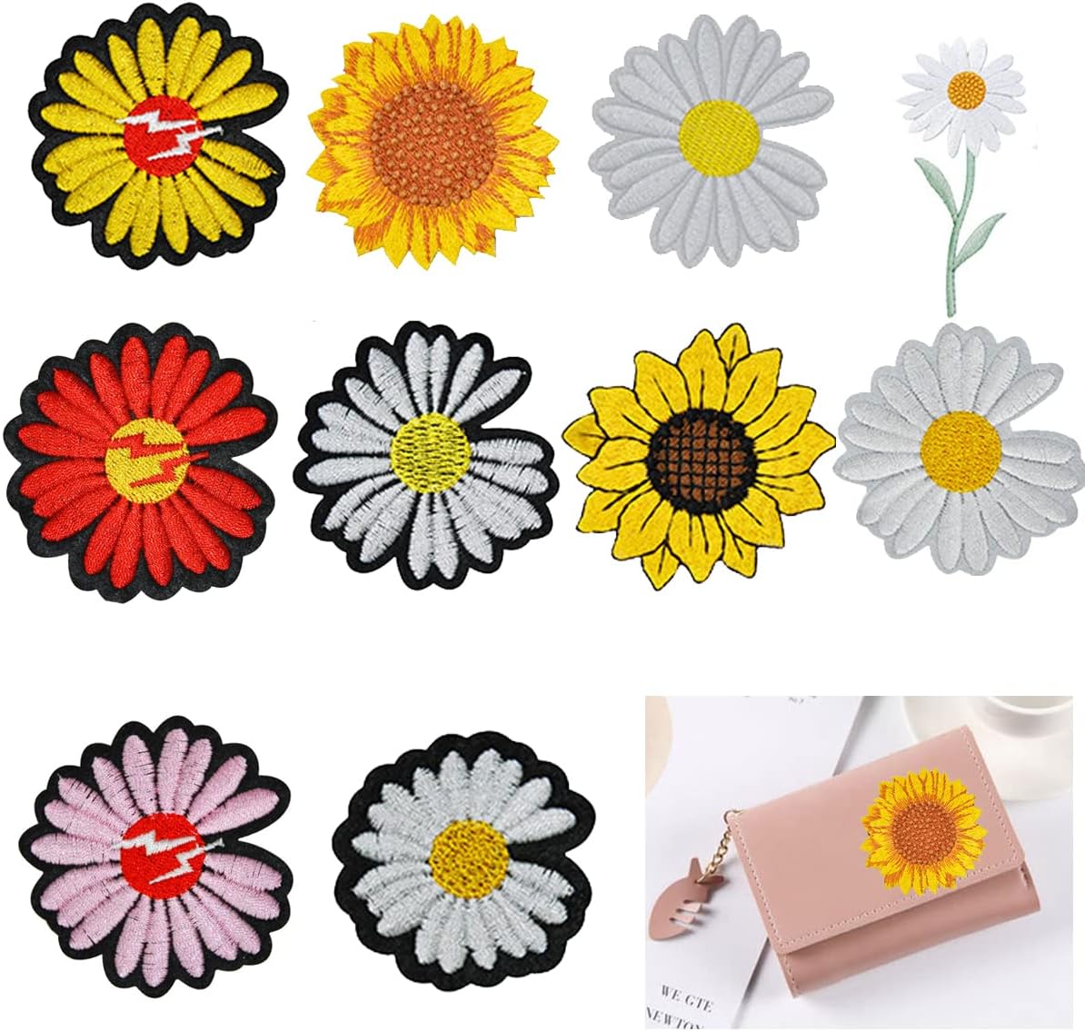 Iron on Daisy Patches Flower Assorted Styles Embroidered
