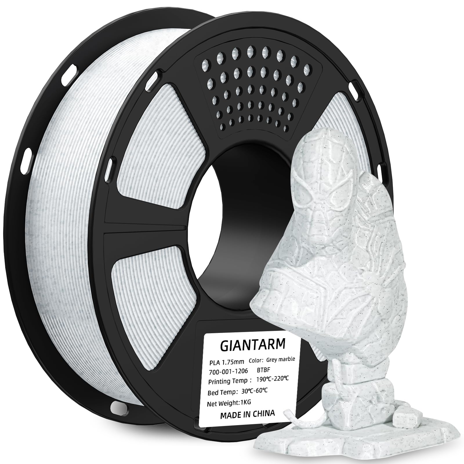 GIANTARM Marble PLA 3D Printer Filament 1kg(2.2lbs) Spool, 1.75mm Dimensional Accuracy +/- 0.03mm, Vacuum Packaging, Fit for Most 3D Printer in Market.