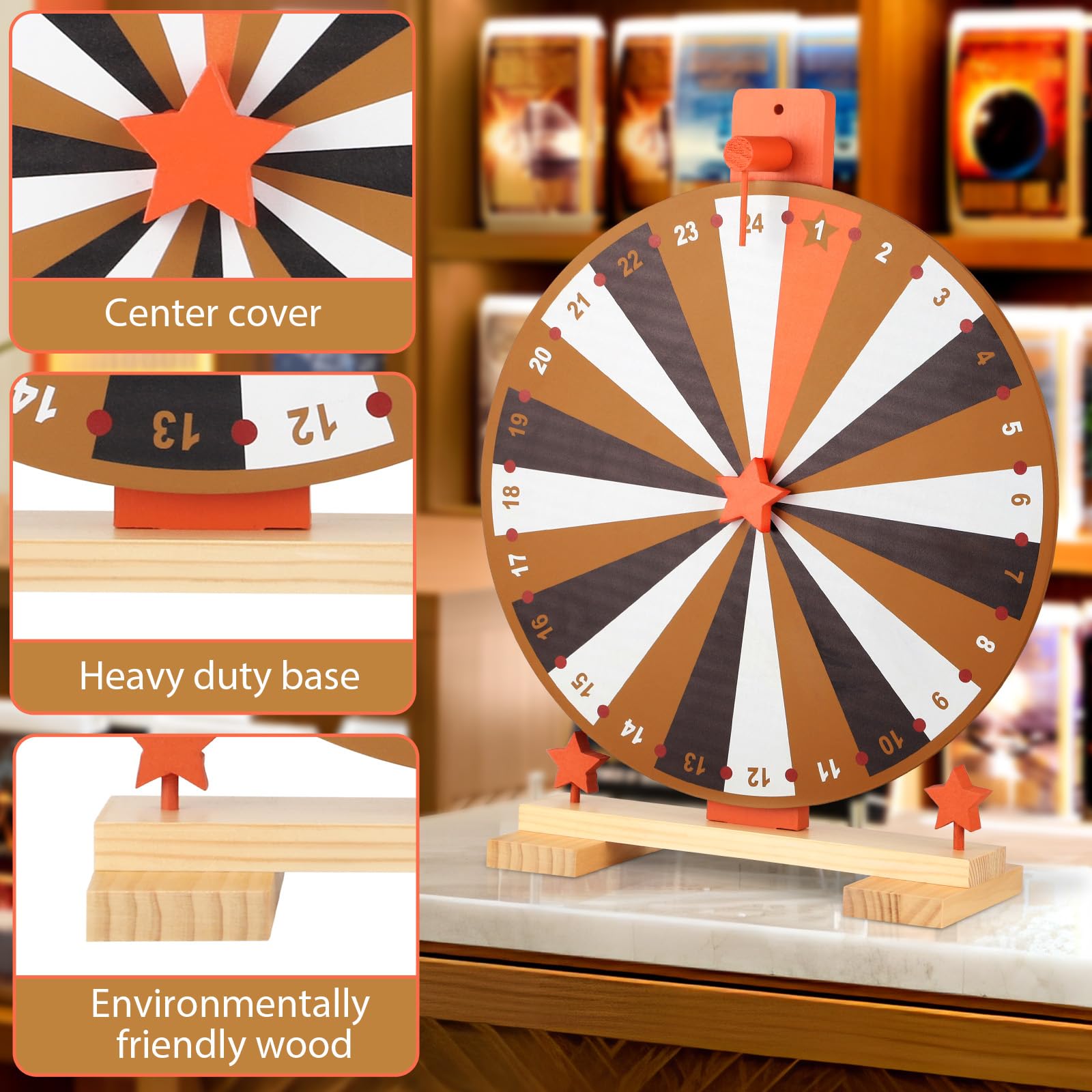 Ruota della Fortuna 37CM con Ruota della Lotteria Personalizzata 24 Slot, Ruota della Fortuna Cancellabile a Secco, Ruo-Ta de-lla FO-rtuna 24 Slot Colorate, Gioco di Cinque Colori Ruota