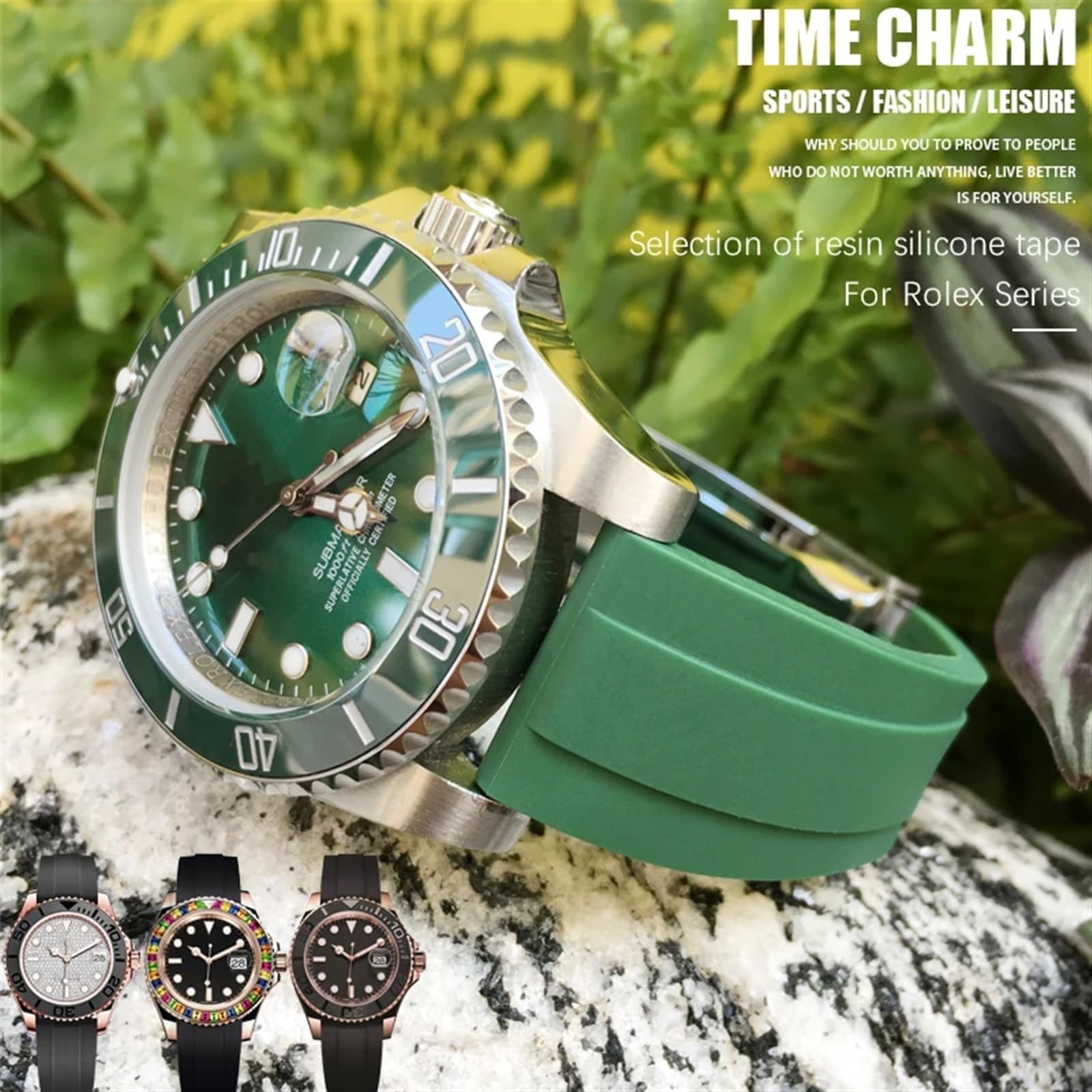 Cinturino in caucciù naturale 20 mm adatto per cinturino in silicone Rolex Submariner Daytona Yatch Master GMT