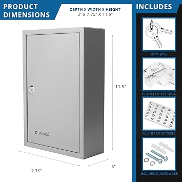 Barska Steel 40 Key Safe Wall Cabinet Key Lock Box