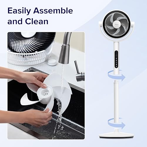 Miniatura 7 de Levoit Ventilador de pie para dormitorio, CirculAir oscilante de 120, silencioso 20dB, 9 velocidades, 4 modos, motor de CC, pedestal y mesa 2 en 1,