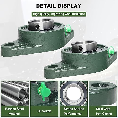 Miniatura 30 de Paquete de 2 rodamientos de bloque de almohada UCFL204-12, unidad de rodamiento de bolas de montaje en brida, orificio de 3/4 pulgadas, brida de 2