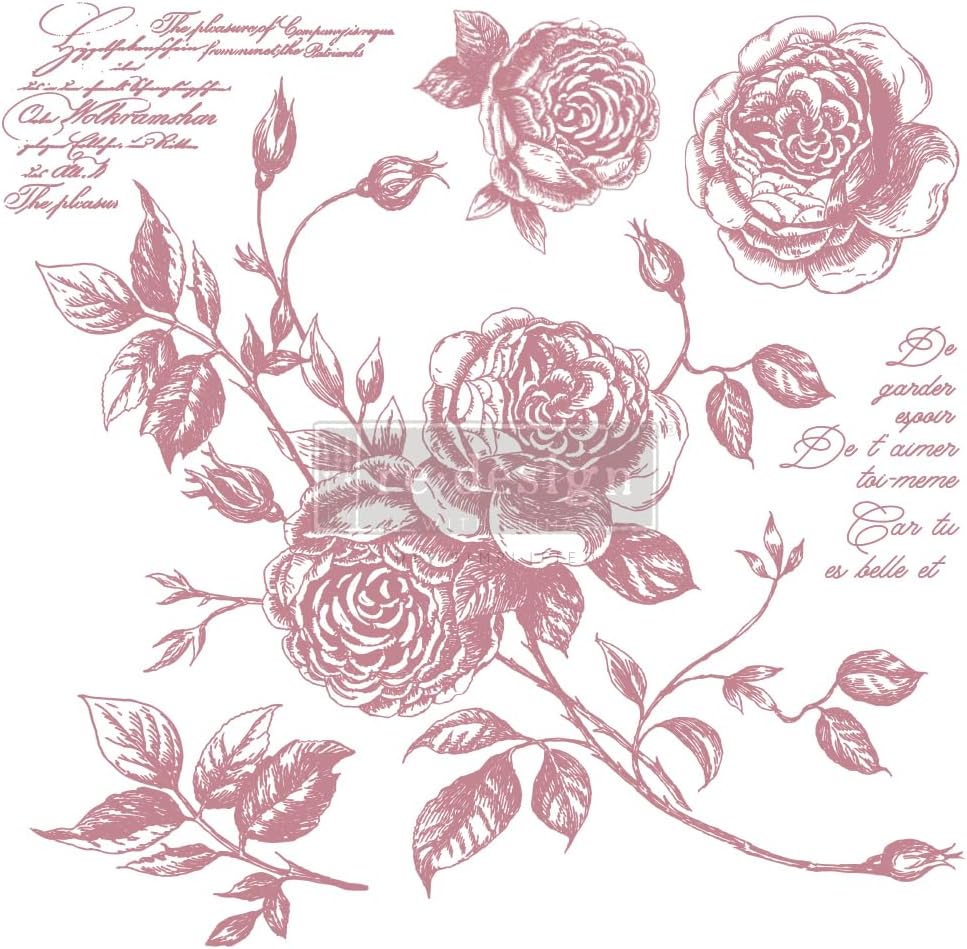 Redesign Decor Clear-Cling Stamps - Romance Roses for Wall Paint Wall Art Furniture Decorative nightstand Bed Side Stand Large Vanity Table Set Makeup Vanity Dressing Table Computer Desk