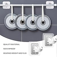 Vista 3 de Codoule 2 piezas Soportes de barra de cortina sin taladro, sin perforación, soportes de barra de cortina autoadhesivos, ganchos para barra