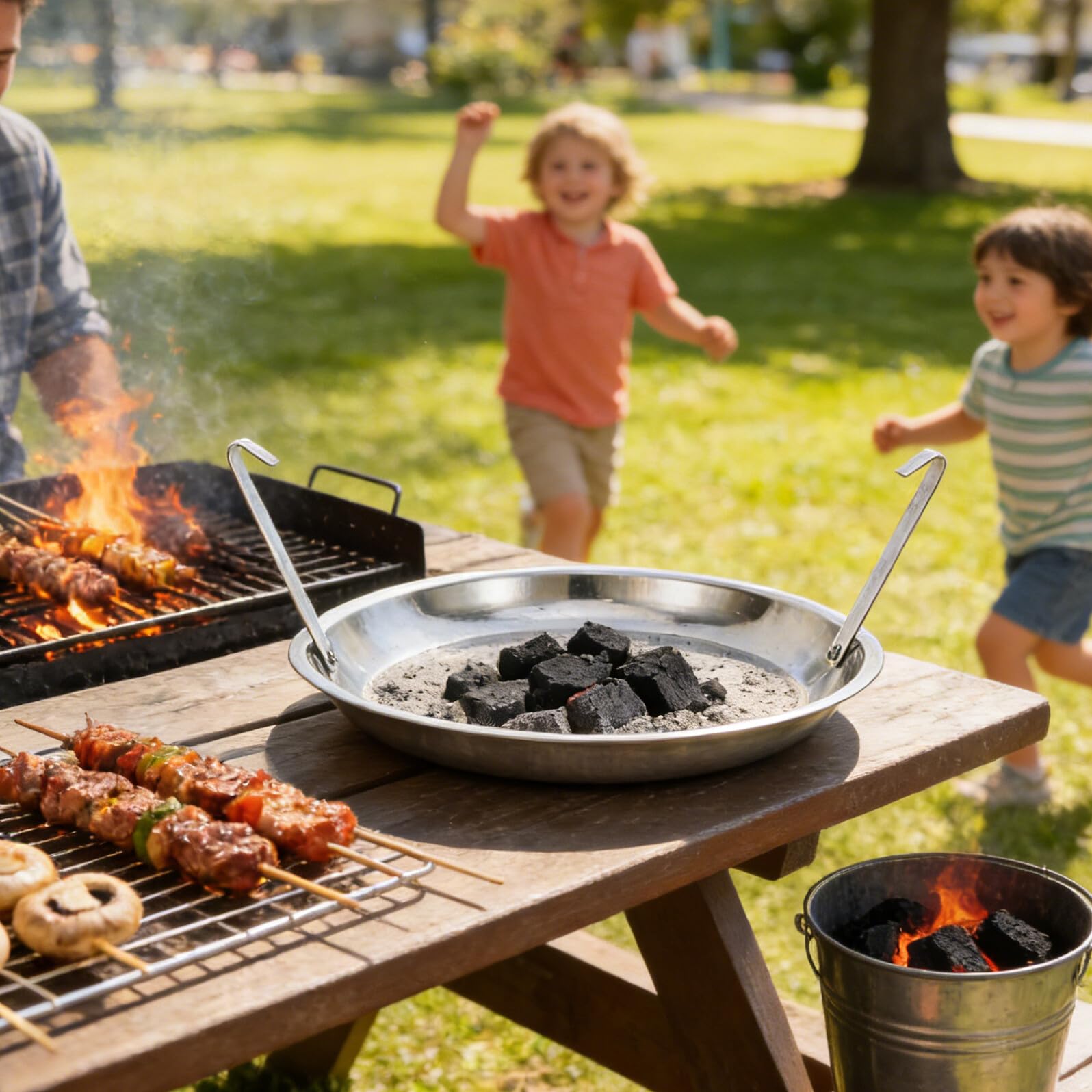Abaodam Raccogli Cenere per Barbecue in Metallo Resistente alle Alte Temperature, Vaschetta Raccogli Cenere per Griglia a Carbone da 27 Cm con Manico, Accessorio per Barbecue per Feste
