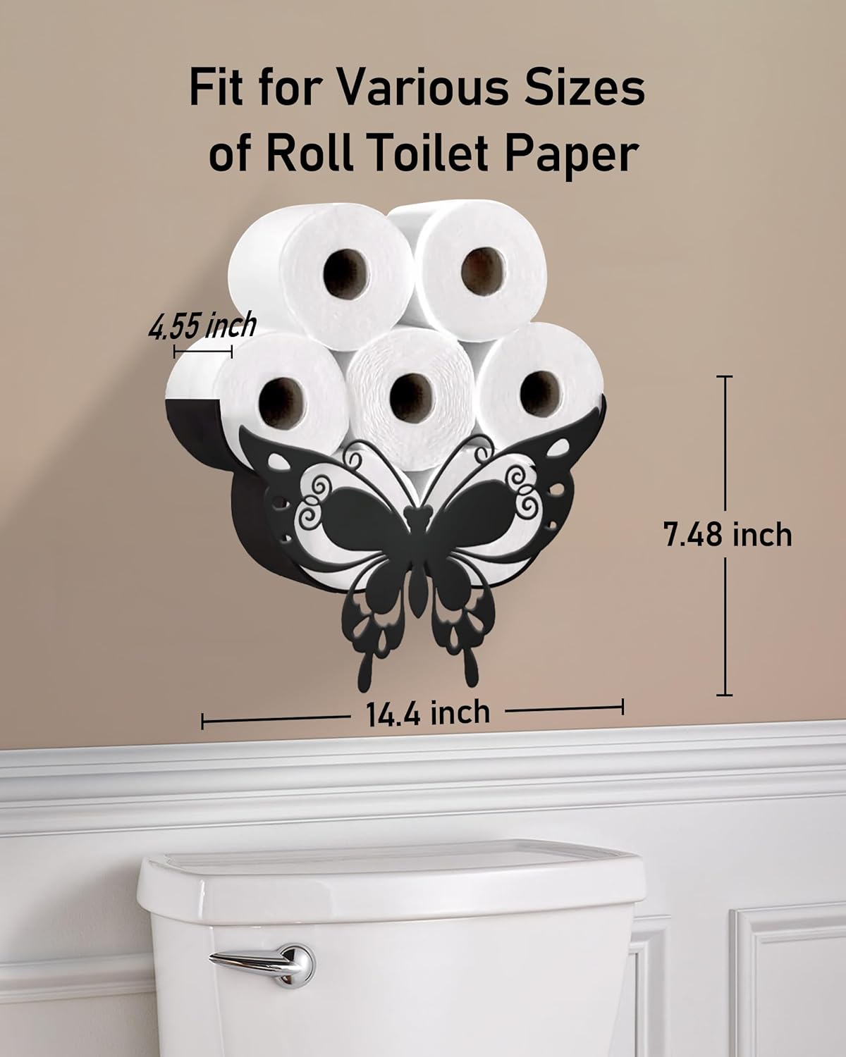 Butterfly Toilet Paper Holder for Extra 8 Rolls, Cute Decorative Toilet Paper Storage Wall Mounted, Farmhouse Bathroom Animal Decor Accessoris Storage Cabinet