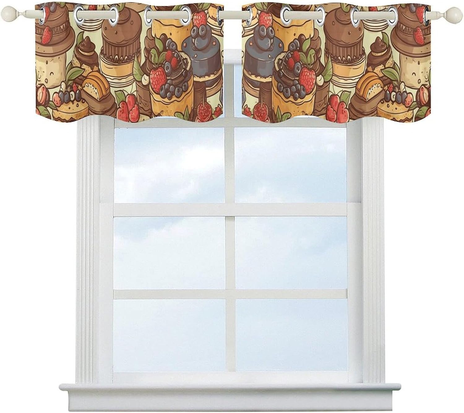 Cartoon Cake Valance Curtain Blackout Valances