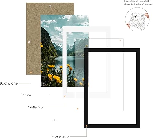 Miniatura 3 de Picrit Paquete de 3 portarretratos de 24 x 36 pulgadas, marco de póster negro, póster de 20 x 30 pulgadas con paspartú o de 24 x 36 pulgadas sin