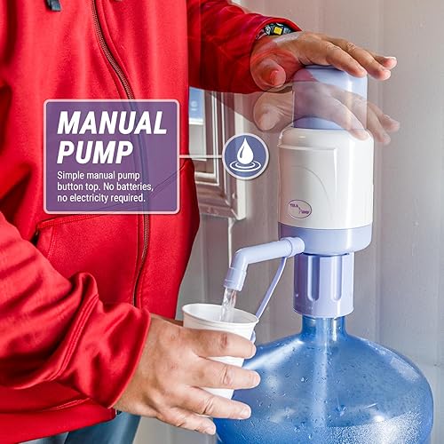 Miniatura 2 de TERA PUMP Bomba de agua manual para botellas de 5 galones, se adapta a la mayoría de botellas de 2 a 6 galones, dispensador de agua manual a