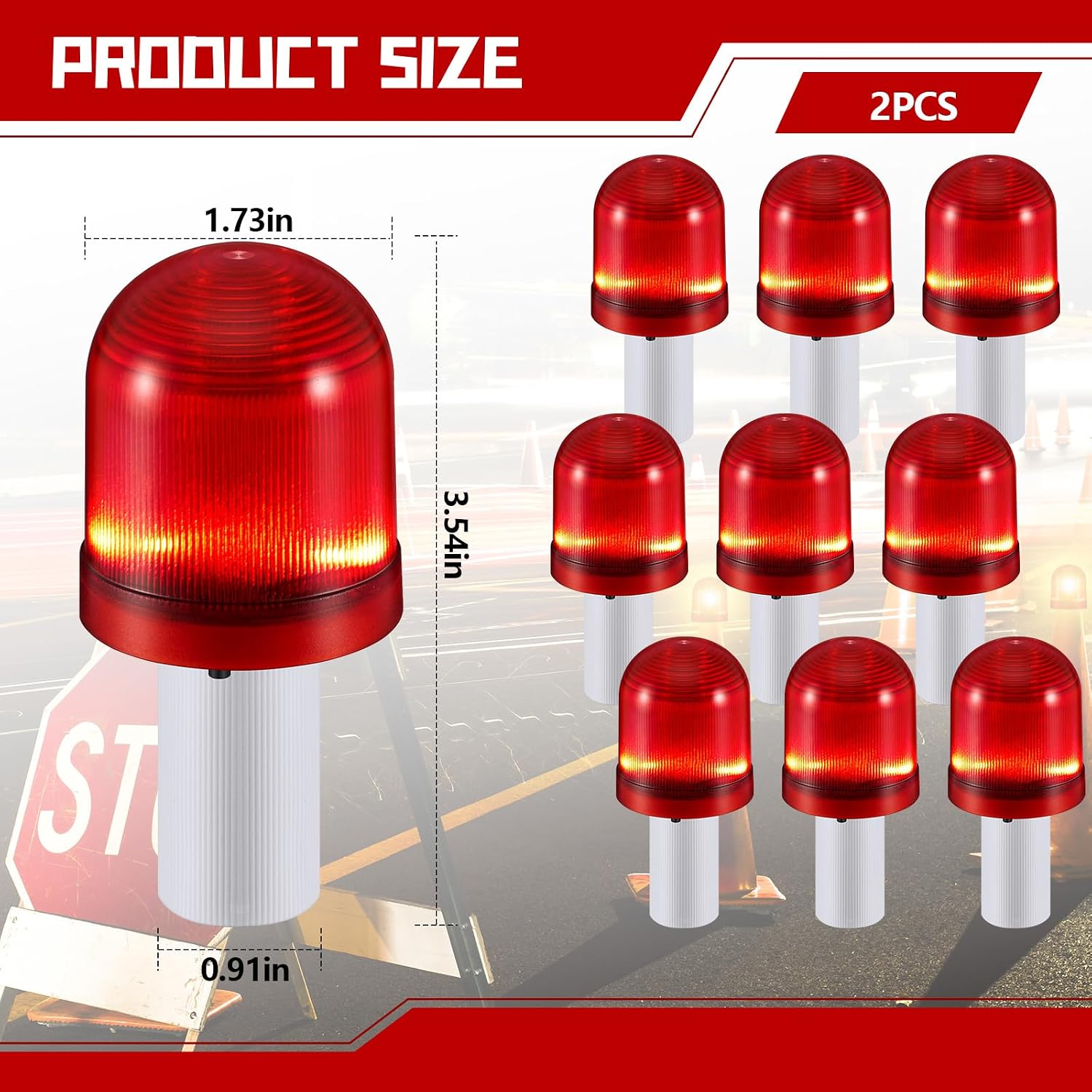 VIHOSE 2 Pcs LED Traffic Cone Lights, 3 Modes Flasher for Safety Cones