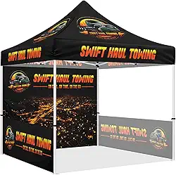Barraca personalizada 25,4 x 25,4 cm com logotipo, tenda de dossel pop-up personalizada com paredes opcionais para eventos de negócios, feiras, feiras comerciais, mercado de fazendeiros, bolsa de rolo incluída (carregamento)