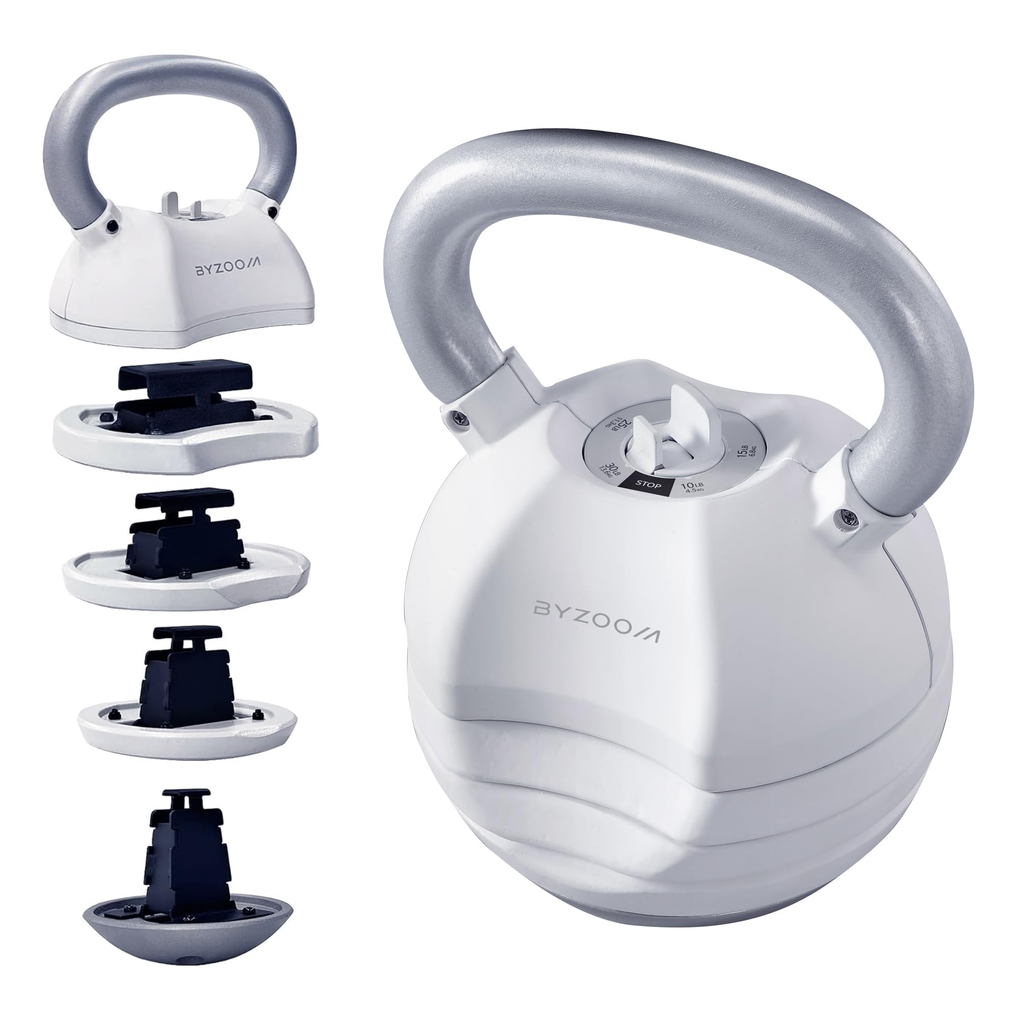 BYZOOM FITNESS Adjustable Kettlebell 30lb/40lb Weight Training Fitness Exercise Full Body Workout 5 in 1 for Home Gym Beginners Woman