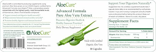 Miniatura 8 de AloeCure Cápsulas de aloe vera, hechas con aloe vera orgánico para apoyar suavemente la salud intestinal y la comodidad digestiva, tampón de ácido