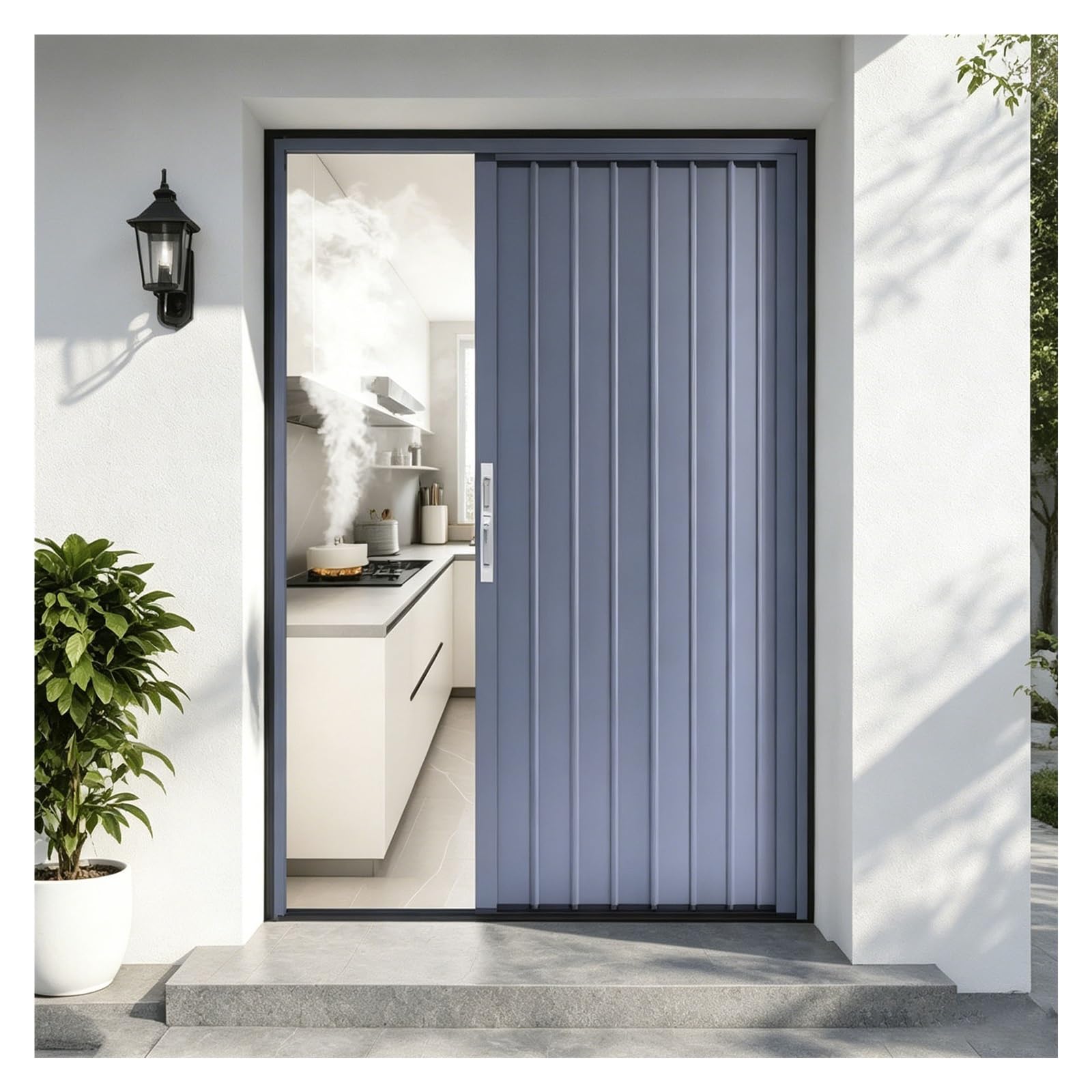 Tyzlup Gray Kitchen Pantry Aluminum Alloy Folding Door Custom, Space Saving No Drill Easy Install Accordion Sliding Room Divider Balcony Hallway Basement Entry(95X200cm(37X79in))