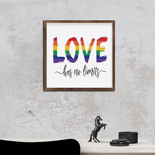 Miniatura 4 de Love Has No Limits Wood Framed Printed Sign Wall Decorative Farmhouse Lesbian Gay Bisexual Transgender Asexual Signs Retro Wood Sign for Home