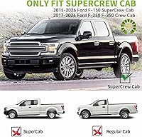 Vista 2 de Estribos compatibles con Ford F-150 SuperCrew Cab 2015-2026 y Ford F-250 F-350 Super Duty Crew Cab 2017-2024, estribos laterales de aluminio negro