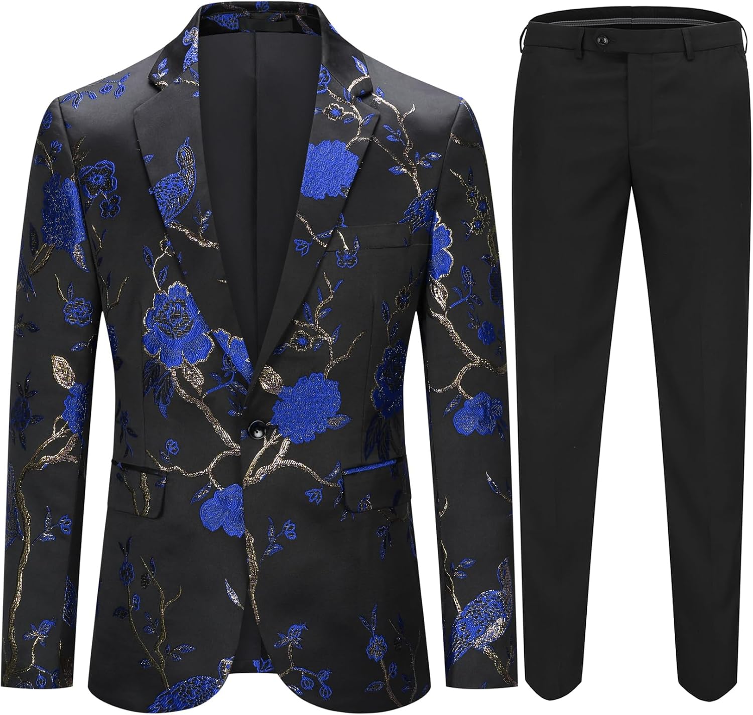 Cloudstyle Mens 2 Piece Floral Dress Suit One Button Dinner Tuxedo Jacket & Pants