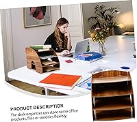 Vista 3 de Estantería de múltiples capas Soporte para libros Estante de almacenamiento de madera Soporte de archivo de papel de múltiples capas Paletas