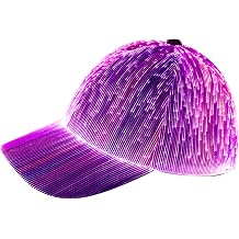 LED Light Up Baseball Cap, 7 Color Luminous Fiber Optic Hat, USB Charging, for Rave, Christmas, Hip Hop