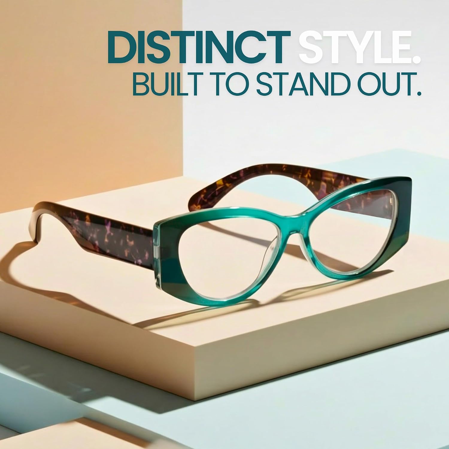 2SeeLife Oversized Cateye Reading Glasses for Women – Medium–Wide Fit, Durable & Sturdy Frame, Trendy Premium Cateye Readers, Turquoise, +1.50